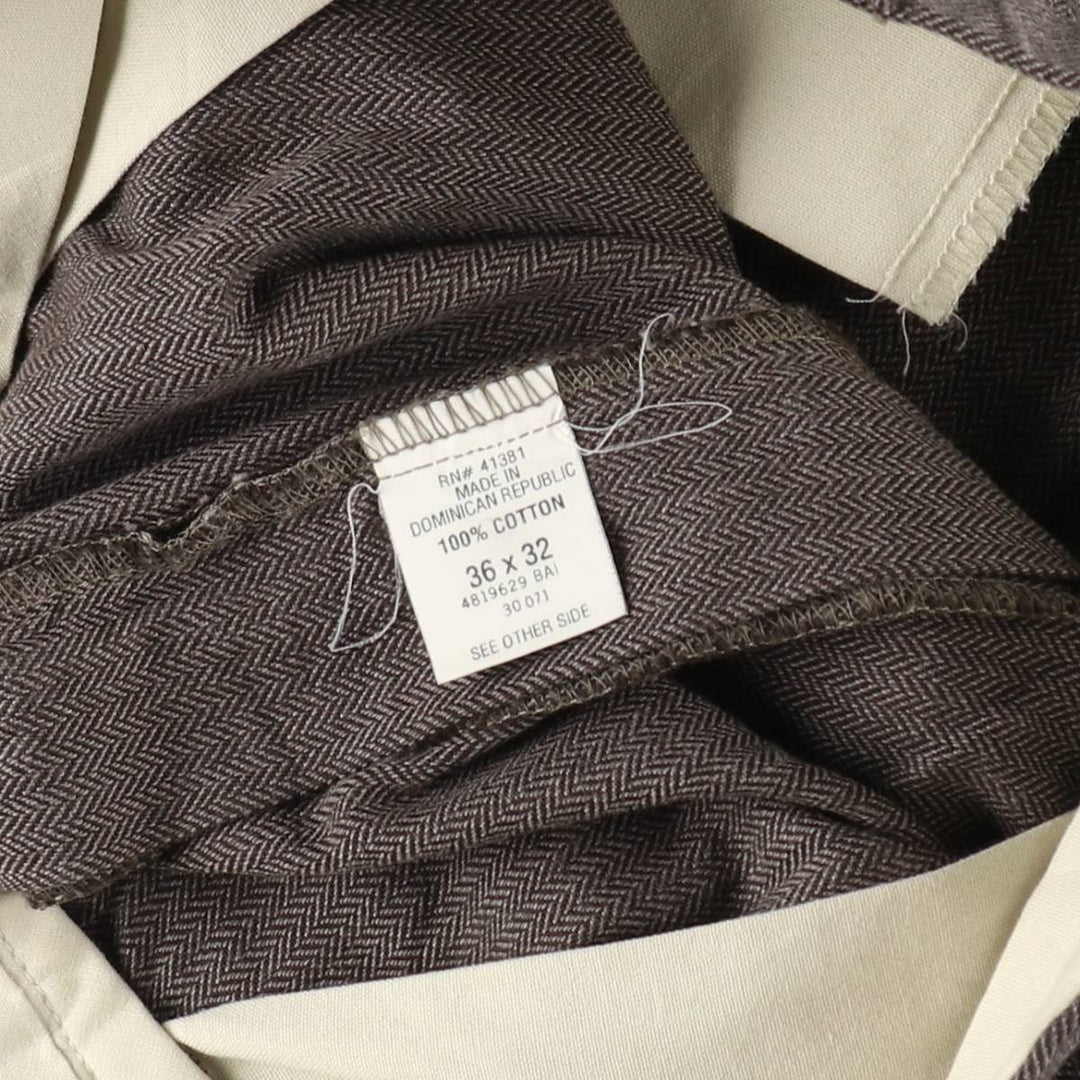 Ralph Lauren POLO by Ralph Lauren Two-pleat Herringbone Cotton Slacks, Men's, Size W35 cotton walnut Vintage Second Hand