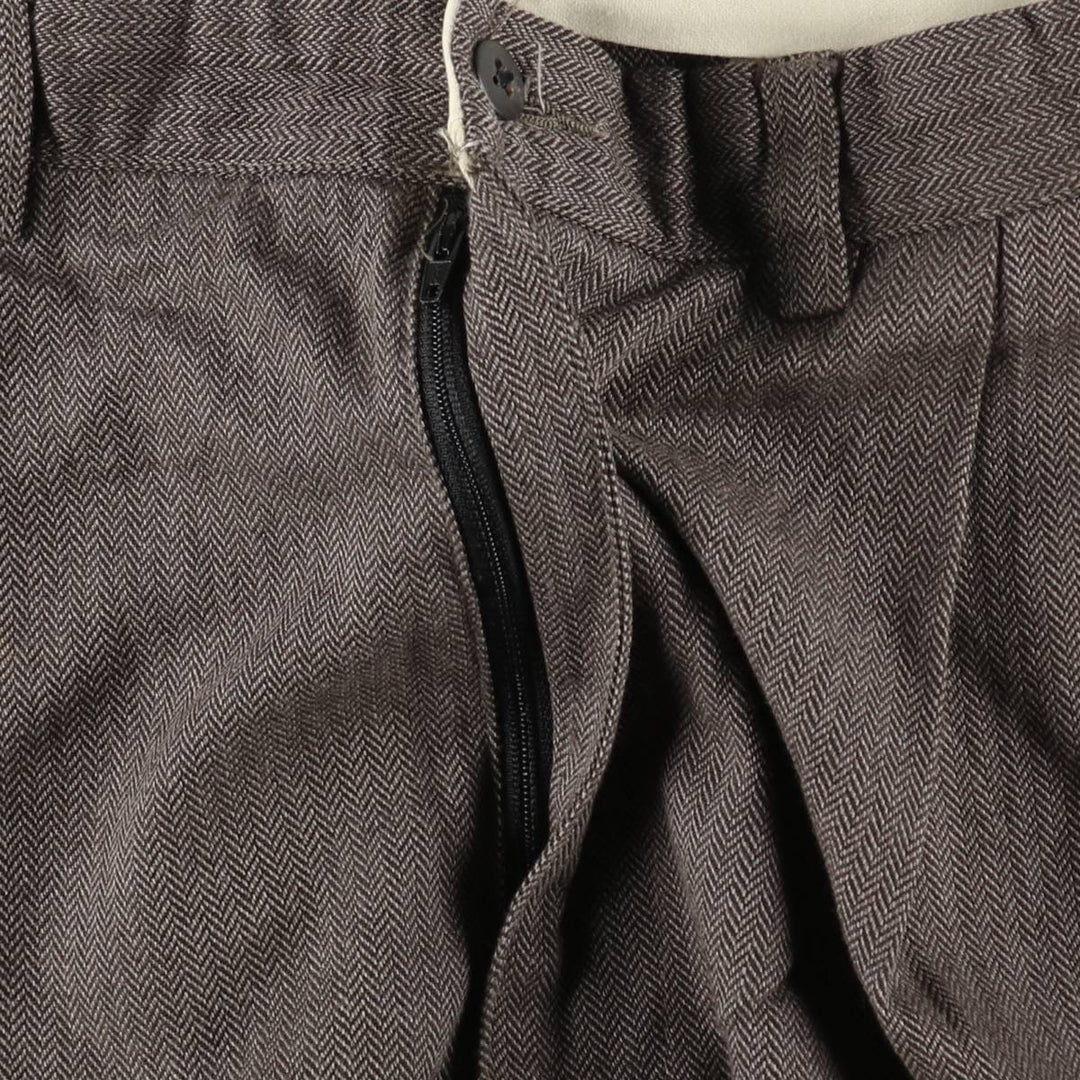 Ralph Lauren POLO by Ralph Lauren Two-pleat Herringbone Cotton Slacks, Men's, Size W35 cotton walnut Vintage Second Hand