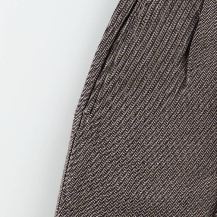 Ralph Lauren POLO by Ralph Lauren Two-pleat Herringbone Cotton Slacks, Men's, Size W35 cotton walnut Vintage Second Hand
