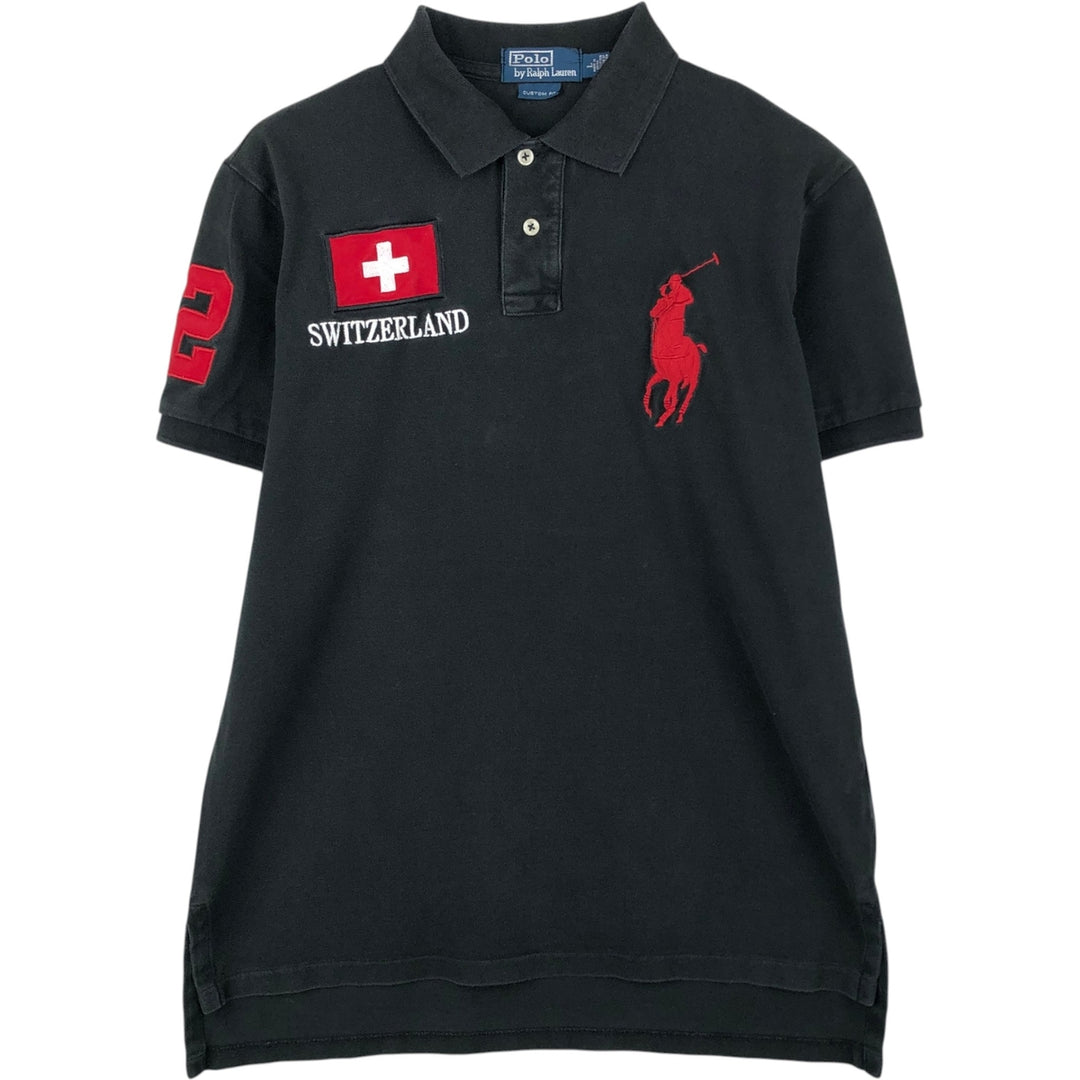 Ralph Lauren POLO by Ralph Lauren CUSTOM FIT Big Pony Short Sleeve Polo Shirt Men's L size cotton black type Vintage Second Hand