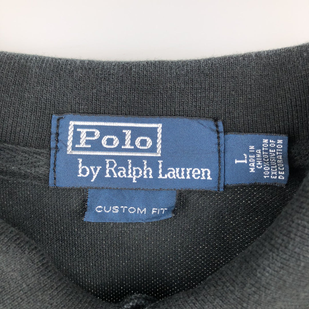 Ralph Lauren POLO by Ralph Lauren CUSTOM FIT Big Pony Short Sleeve Polo Shirt Men's L size cotton black type Vintage Second Hand