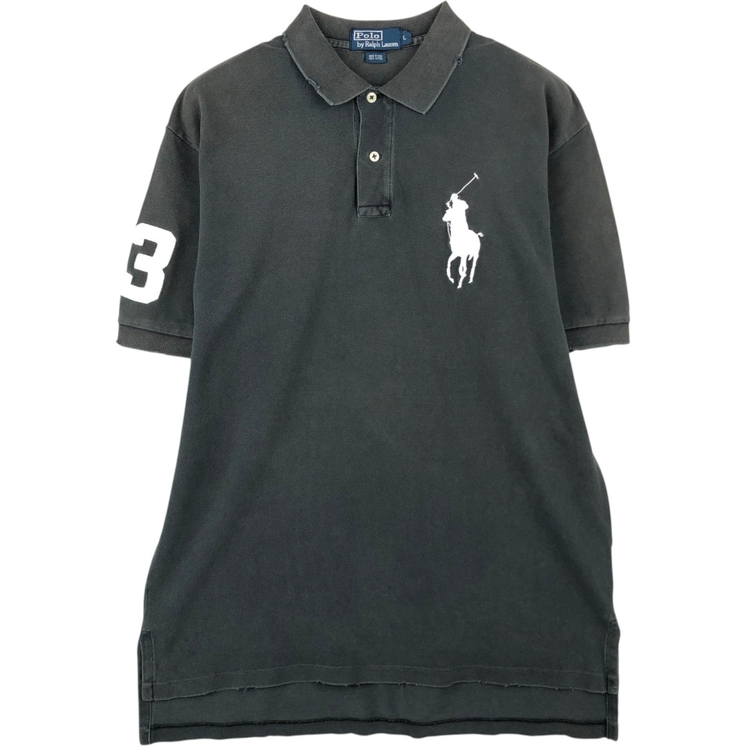Ralph Lauren POLO by Ralph Lauren CUSTOM FIT Big Pony Short Sleeve Polo Shirt Men's L size cotton Khaki type Vintage Second Hand