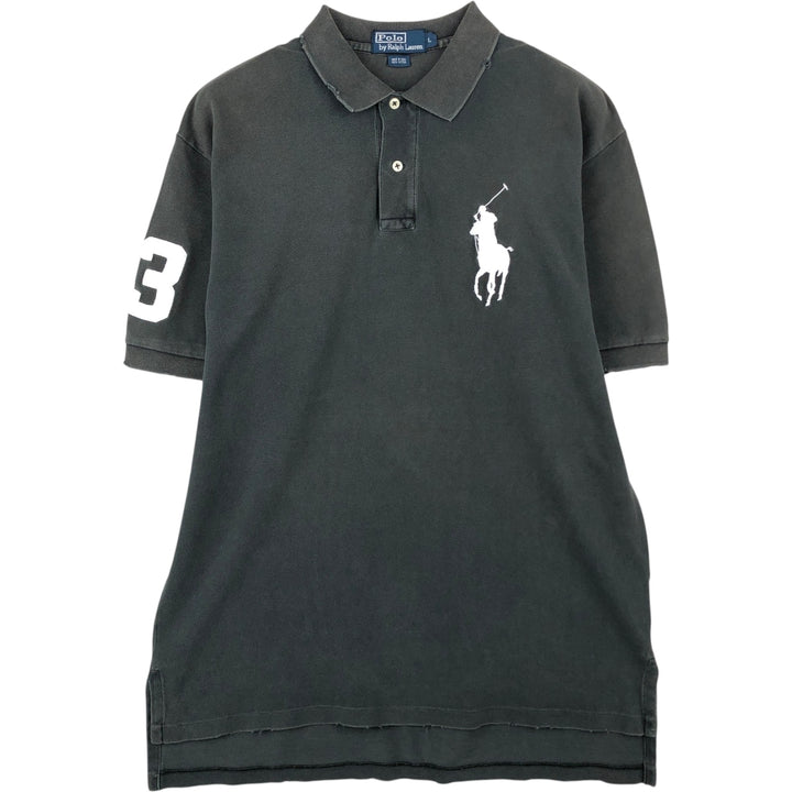 Ralph Lauren POLO by Ralph Lauren CUSTOM FIT Big Pony Short Sleeve Polo Shirt Men's L size cotton Khaki type Vintage Second Hand
