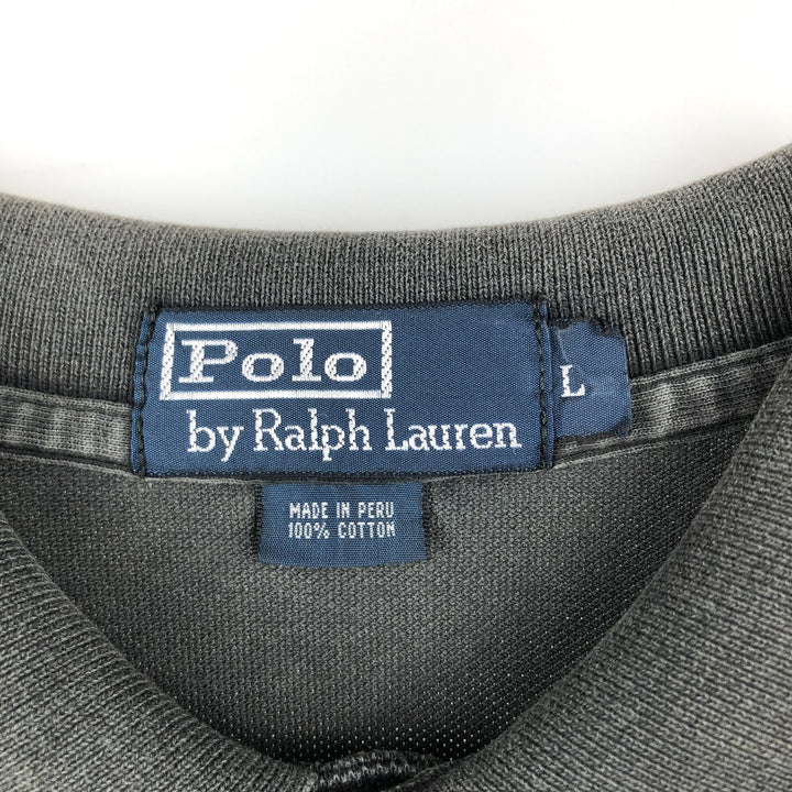Ralph Lauren POLO by Ralph Lauren CUSTOM FIT Big Pony Short Sleeve Polo Shirt Men's L size cotton Khaki type Vintage Second Hand