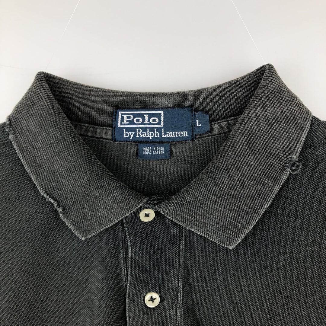 Ralph Lauren POLO by Ralph Lauren CUSTOM FIT Big Pony Short Sleeve Polo Shirt Men's L size cotton Khaki type Vintage Second Hand