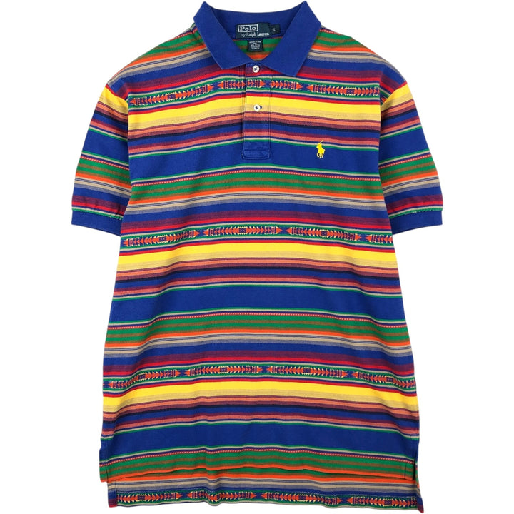 Ralph Lauren POLO by Ralph Lauren Native Stripe Short-Sleeve Polo Shirt, Men's Size L (approx.) cotton multicolor Vintage Second Hand