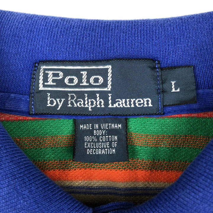 Ralph Lauren POLO by Ralph Lauren Native Stripe Short-Sleeve Polo Shirt, Men's Size L (approx.) cotton multicolor Vintage Second Hand