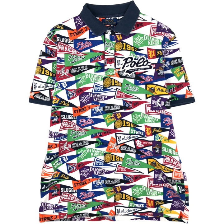 Ralph Lauren POLO RALPH LAUREN CLASSIC FIT all-over print short-sleeved polo shirt, men's size M (approx.) cotton multicolor Vintage Second Hand