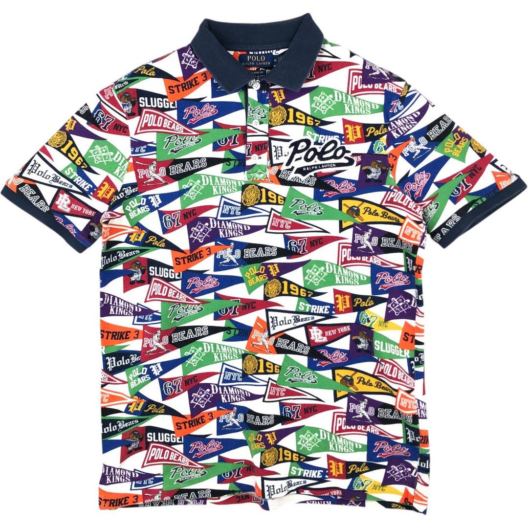 Ralph Lauren POLO RALPH LAUREN CLASSIC FIT all-over print short-sleeved polo shirt, men's size M (approx.) cotton multicolor Vintage Second Hand