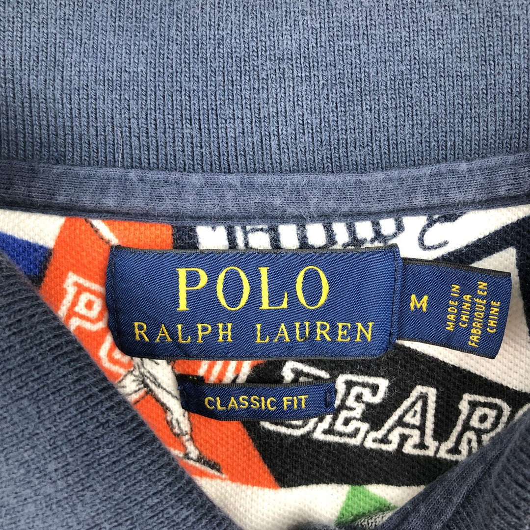 Ralph Lauren POLO RALPH LAUREN CLASSIC FIT all-over print short-sleeved polo shirt, men's size M (approx.) cotton multicolor Vintage Second Hand