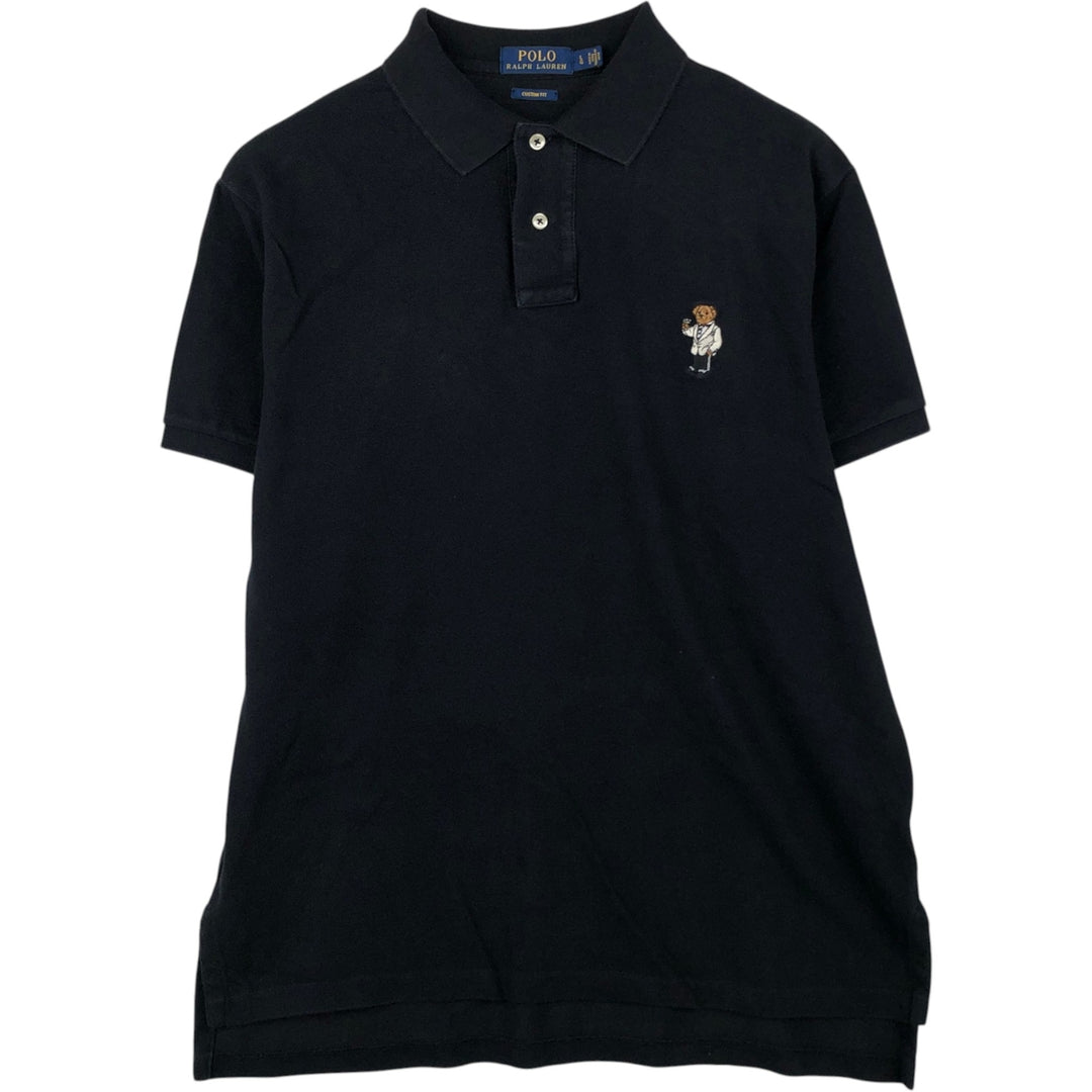 Ralph Lauren POLO RALPH LAUREN CUSTOM FIT Polo Bear Short-Sleeve Polo Shirt (Men's Size L equivalent) cotton black type Vintage Second Hand