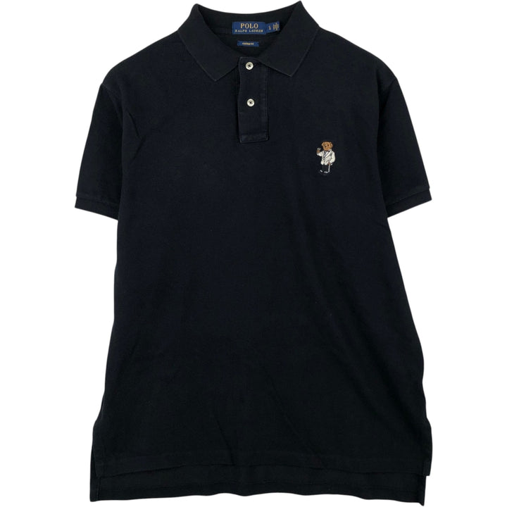 Ralph Lauren POLO RALPH LAUREN CUSTOM FIT Polo Bear Short-Sleeve Polo Shirt (Men's Size L equivalent) cotton black type Vintage Second Hand