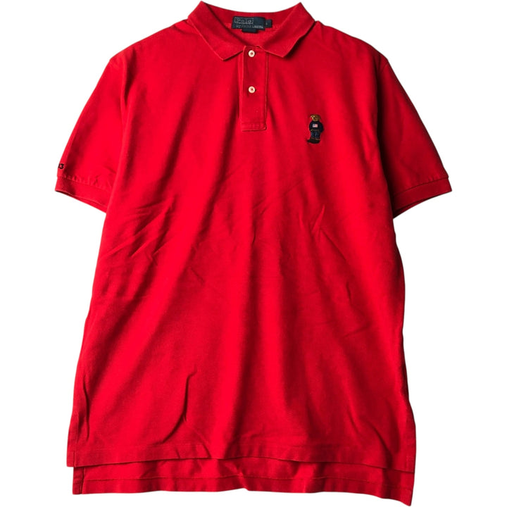 Ralph Lauren POLO by Ralph Lauren Polo Bear short-sleeved polo shirt, men's size L cotton red type Vintage Second Hand