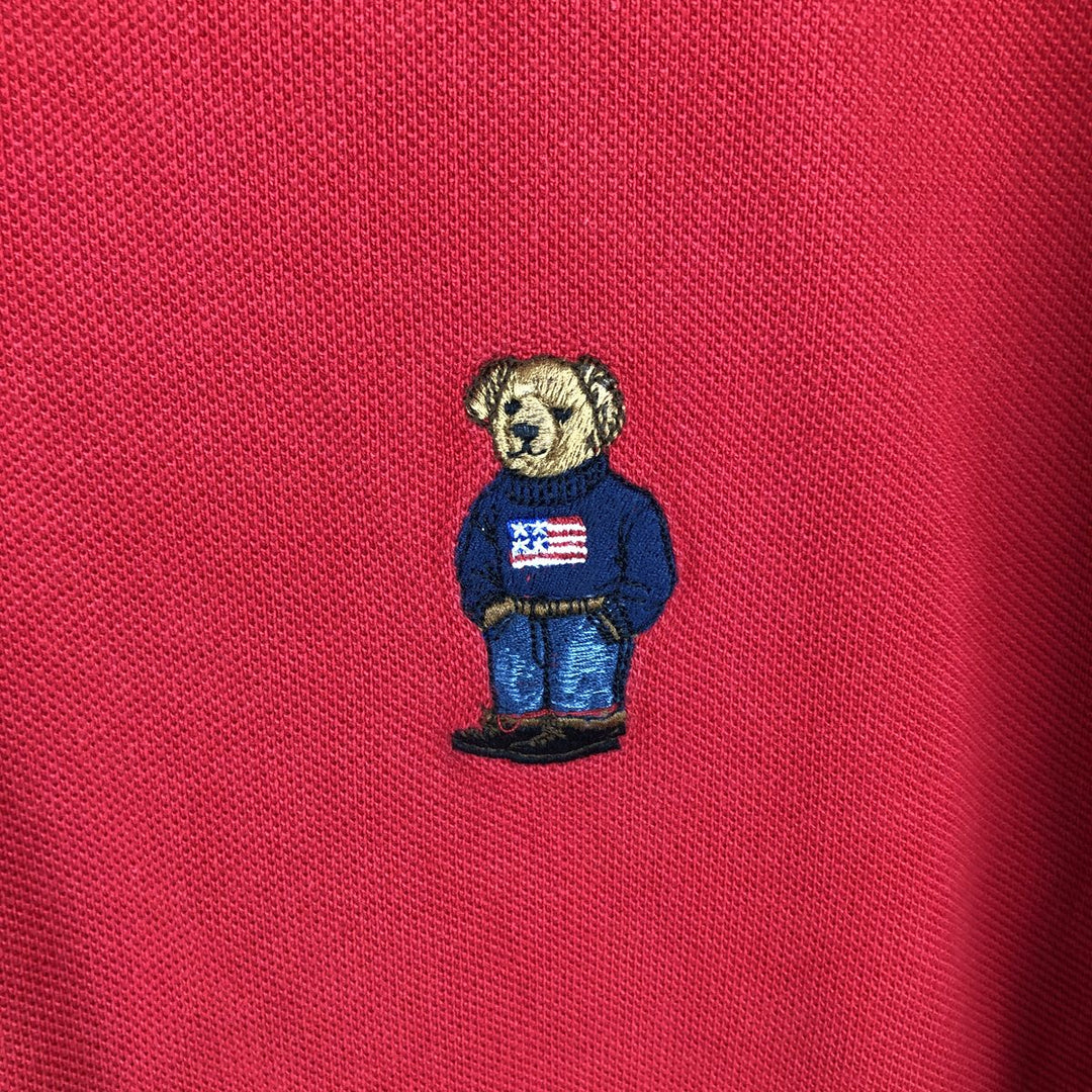 Ralph Lauren POLO by Ralph Lauren Polo Bear short-sleeved polo shirt, men's size L cotton red type Vintage Second Hand