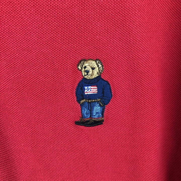 Ralph Lauren POLO by Ralph Lauren Polo Bear short-sleeved polo shirt, men's size L cotton red type Vintage Second Hand