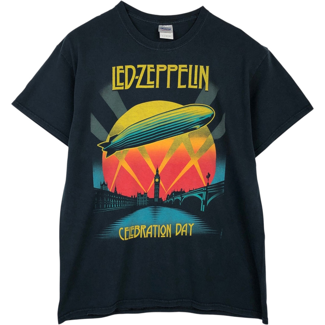 Gildan LED ZEPPELIN Band T-shirt, Men's L size cotton black type Vintage Second Hand