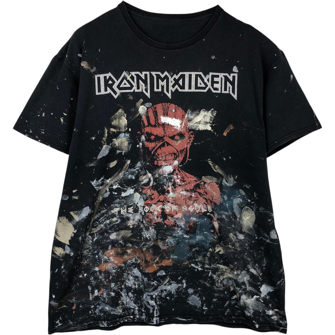 IRON MAIDEN Painted Band T-Shirt (Men's Size L) unclear black type Vintage Second Hand