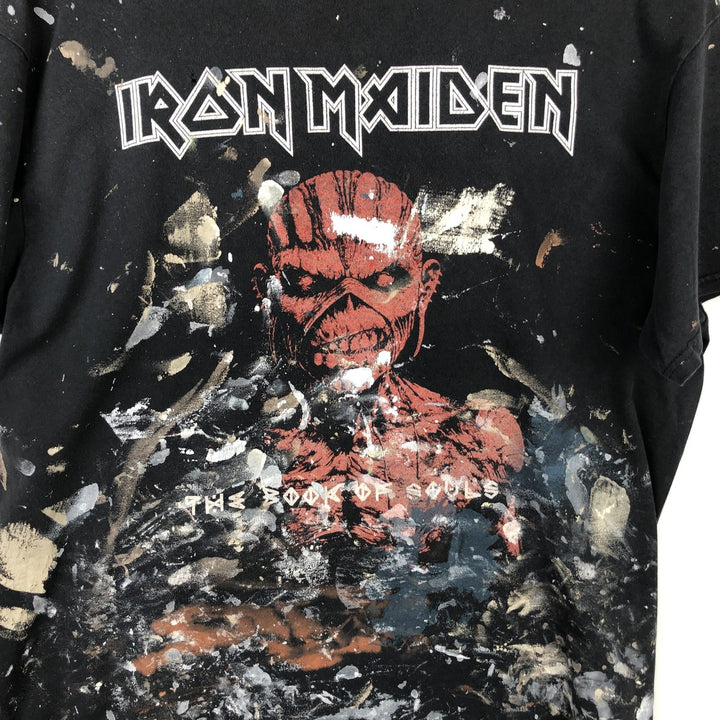 IRON MAIDEN Painted Band T-Shirt (Men's Size L) unclear black type Vintage Second Hand