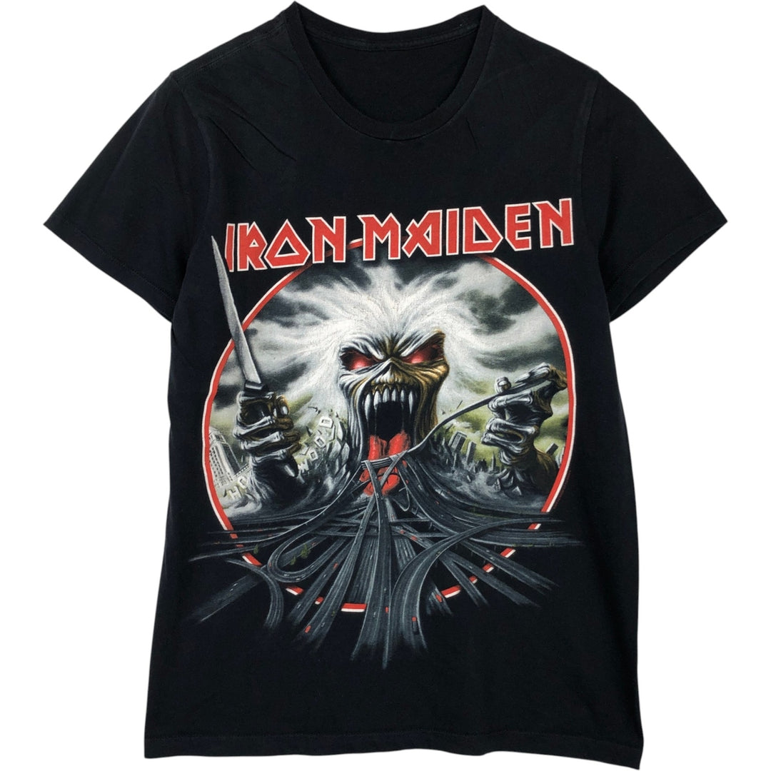 IRON MAIDEN Iron Maiden Band T-shirt Band T Men's S size unclear black type Vintage Second Hand