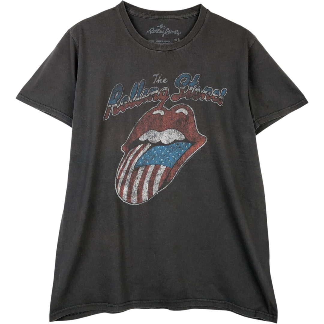 The Rolling Stones American flag pattern band t-shirt (men's size M equivalent) cotton Charcoal Vintage Second Hand