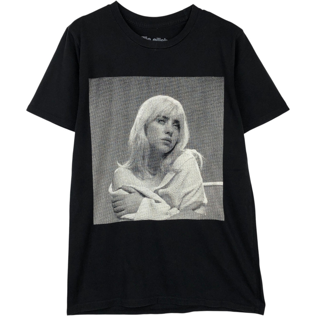 BILLIE EILISH Band T-shirt, Made in USA, Men's Size M cotton black type Vintage Second Hand