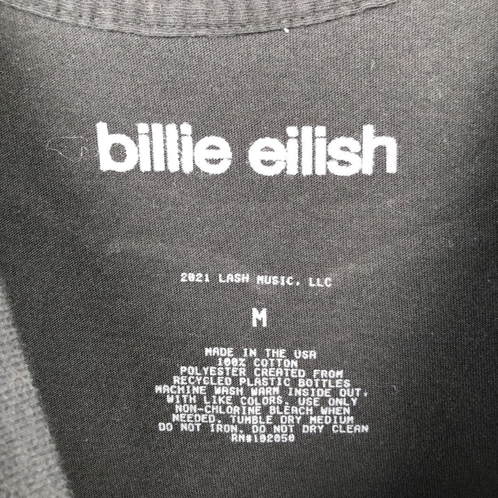 BILLIE EILISH Band T-shirt, Made in USA, Men's Size M cotton black type Vintage Second Hand