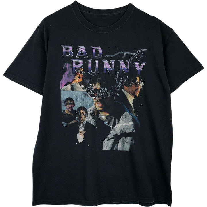 BAD BUNNY Rap T-Shirt (Men's Size M) unclear black type Vintage Second Hand