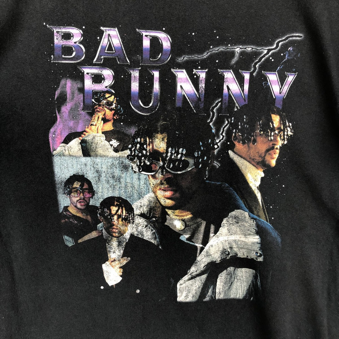BAD BUNNY Rap T-Shirt (Men's Size M) unclear black type Vintage Second Hand