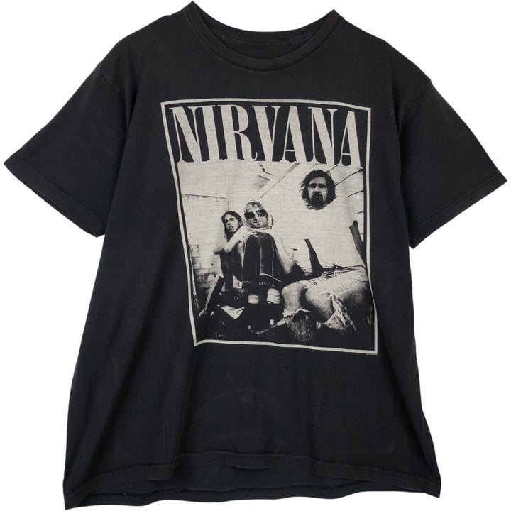 NIRVANA Nirvana Band T-shirt, Band T, Men's L size unclear black type Vintage Second Hand