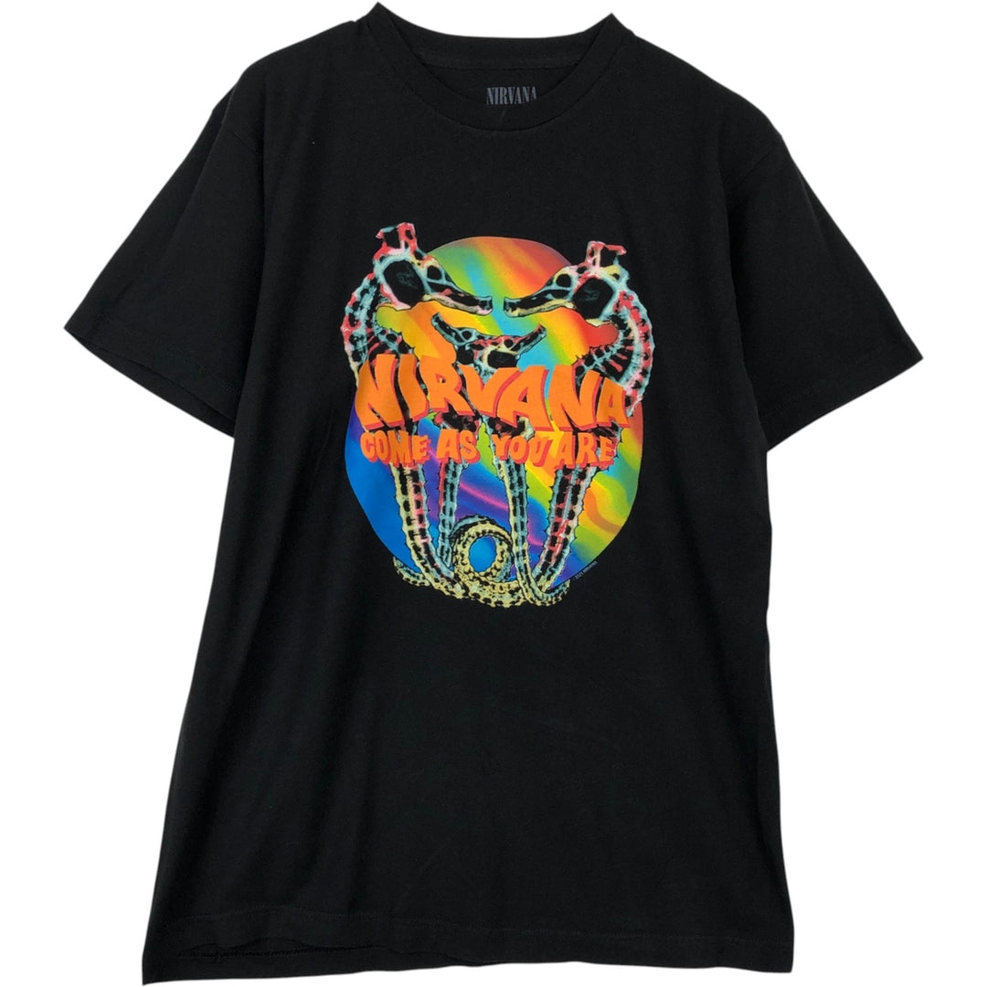 NIRVANA Nirvana Band T-shirt, Band T, Men's L size cotton black type Vintage Second Hand