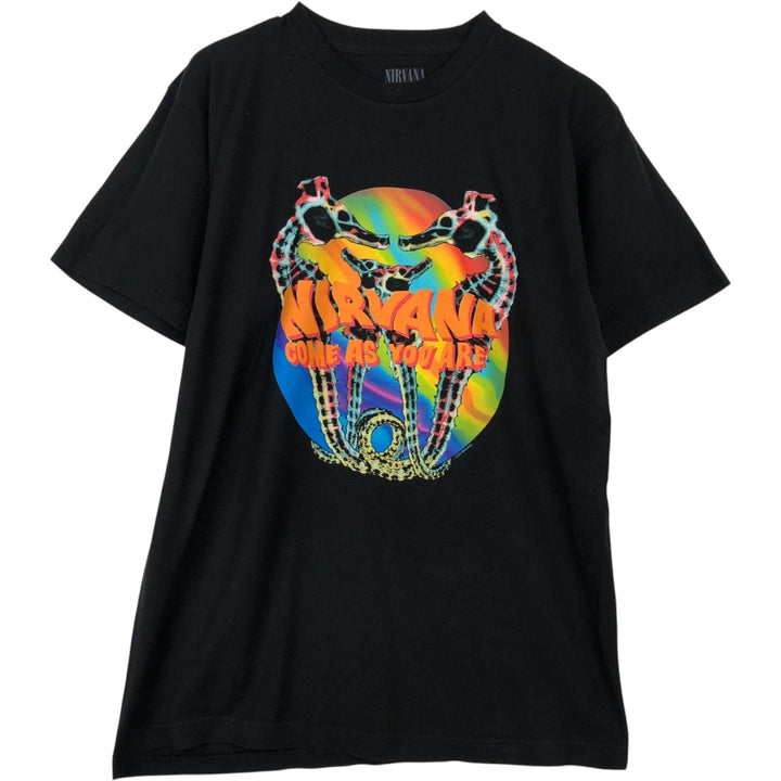 NIRVANA Nirvana Band T-shirt, Band T, Men's L size cotton black type Vintage Second Hand