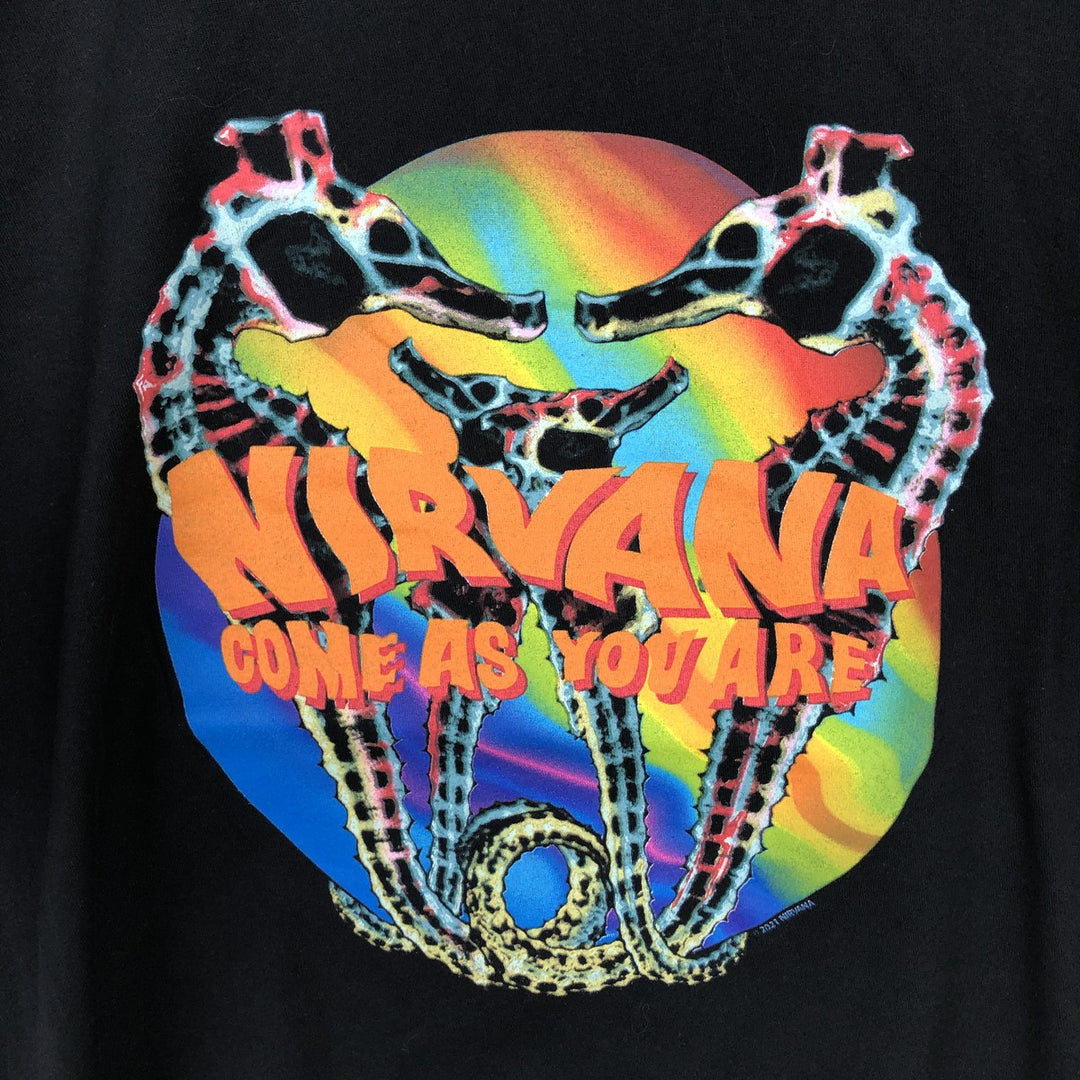 NIRVANA Nirvana Band T-shirt, Band T, Men's L size cotton black type Vintage Second Hand