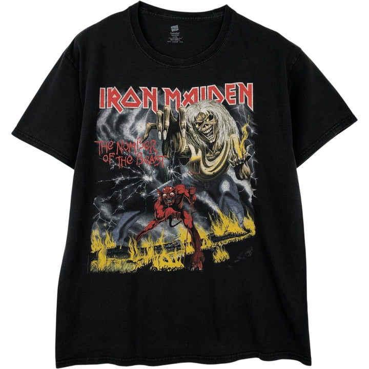 Hanes IRON MAIDEN band T-shirt, size L, men's cotton black type Vintage Second Hand
