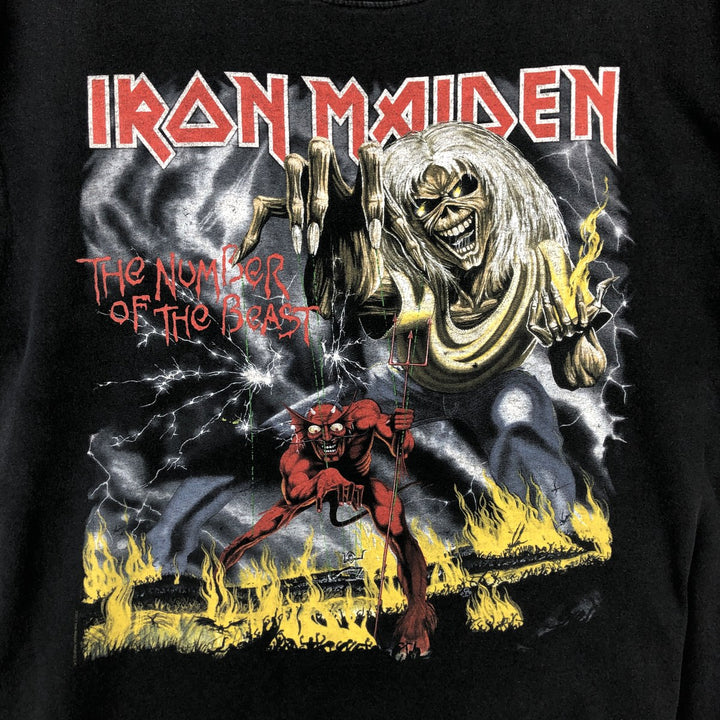 Hanes IRON MAIDEN band T-shirt, size L, men's cotton black type Vintage Second Hand