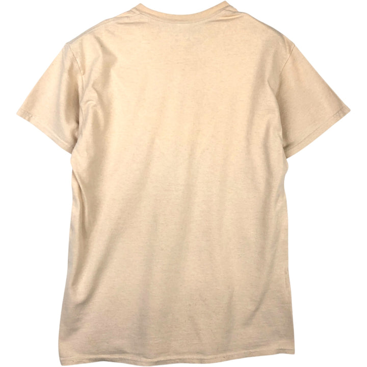 Liquid Blue (Grateful Dead) Skull Pattern Floral Band T-Shirt (Men's Size M) cotton Beige type Vintage Second Hand