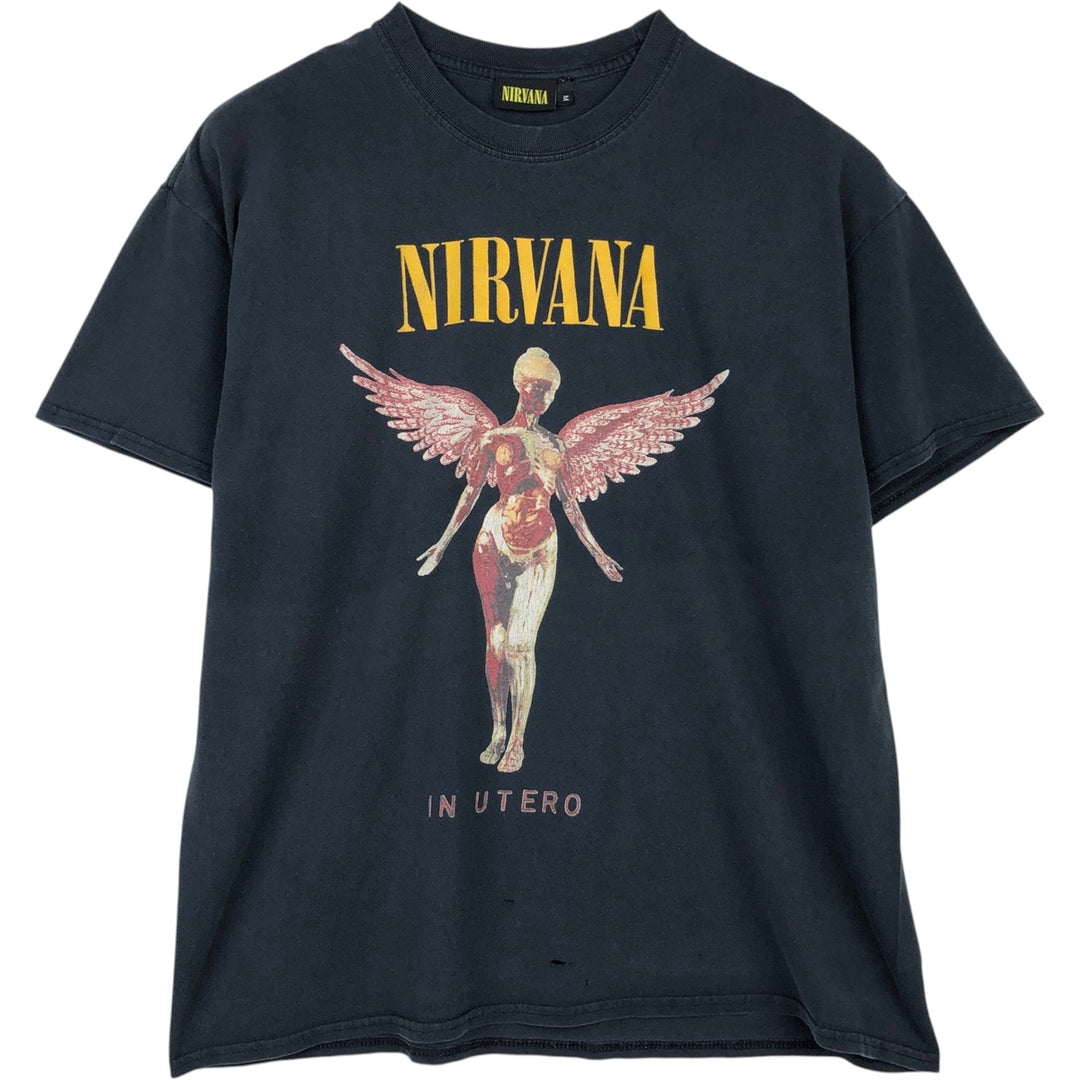 NIRVANA Nirvana Band T-shirt, Band T, Men's M size unclear black type Vintage Second Hand