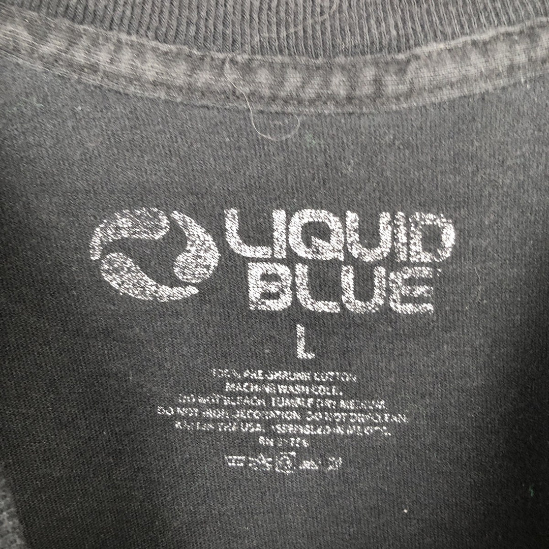 Liquid Blue GRATEFUL DEAD Skull Pattern Band T-shirt Band Tee Men's L size cotton black type Vintage Second Hand