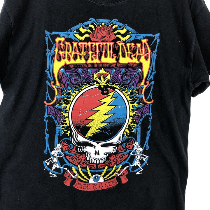 Liquid Blue GRATEFUL DEAD Skull Pattern Band T-shirt Band Tee Men's L size cotton black type Vintage Second Hand