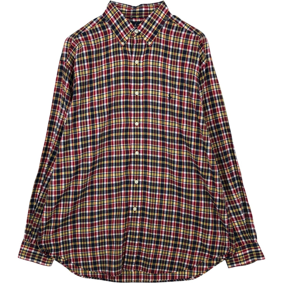 Ralph Lauren BLAKE long sleeve button down check shirt, men's size L cotton red type Vintage Second Hand