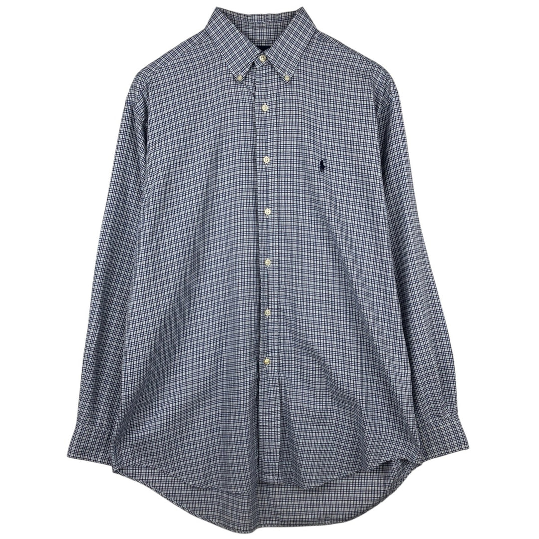Ralph Lauren BLAKE long sleeve button down check shirt, men's size M cotton blue type Vintage Second Hand
