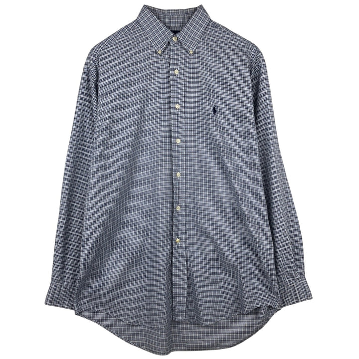 Ralph Lauren BLAKE long sleeve button down check shirt, men's size M cotton blue type Vintage Second Hand