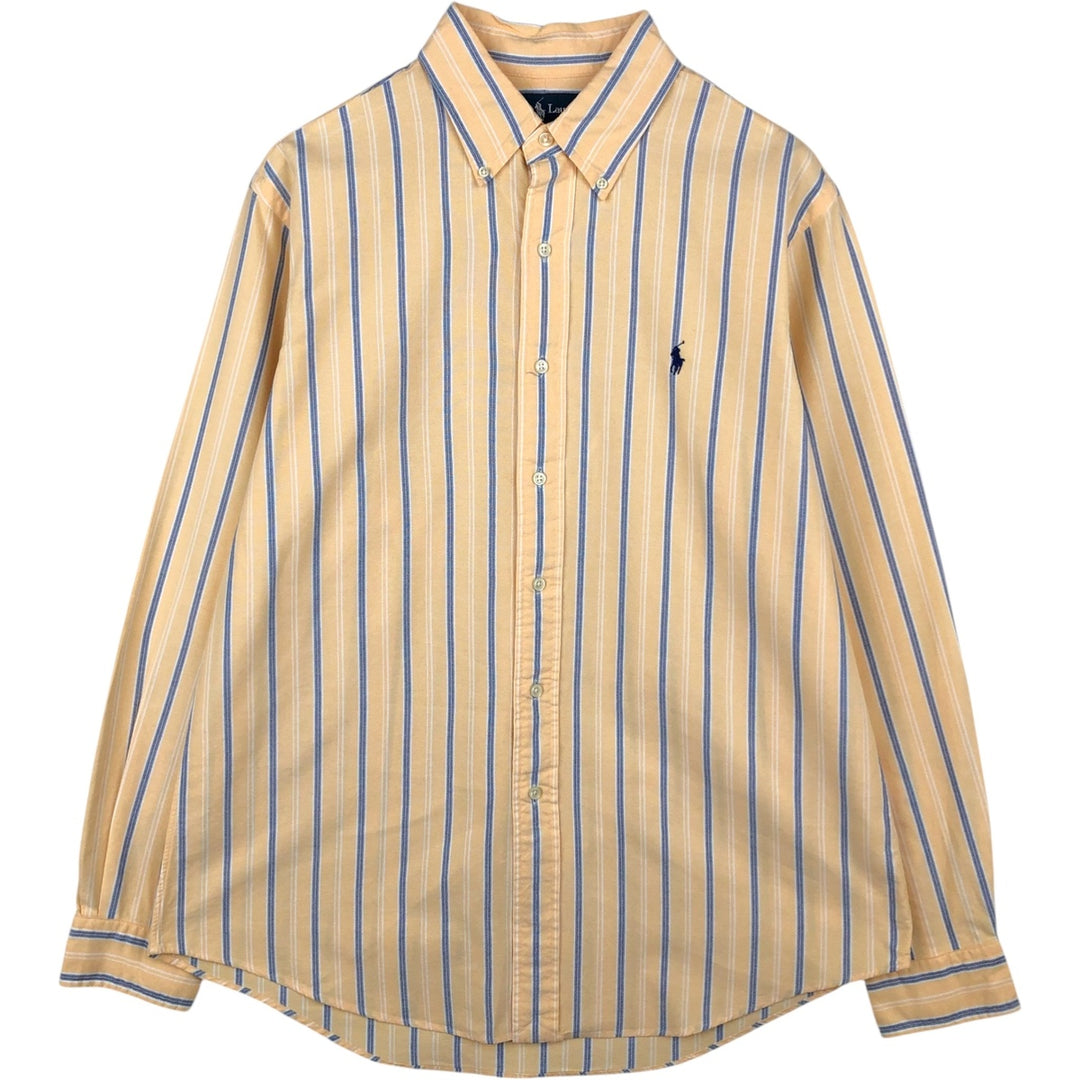 Ralph Lauren CUSTOM FIT long sleeve button down striped shirt men's size L cotton yellow type Vintage Second Hand
