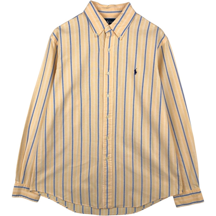 Ralph Lauren CUSTOM FIT long sleeve button down striped shirt men's size L cotton yellow type Vintage Second Hand