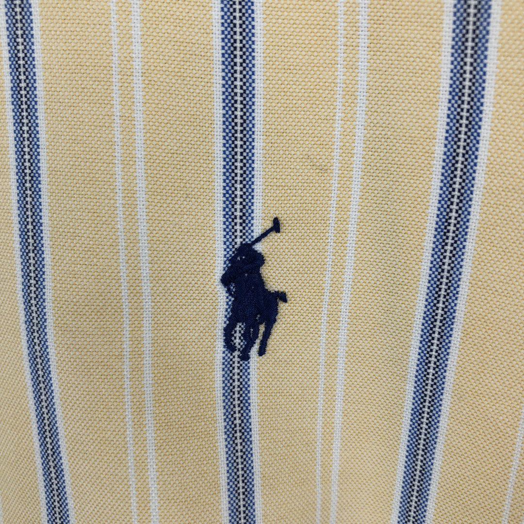 Ralph Lauren CUSTOM FIT long sleeve button down striped shirt men's size L cotton yellow type Vintage Second Hand