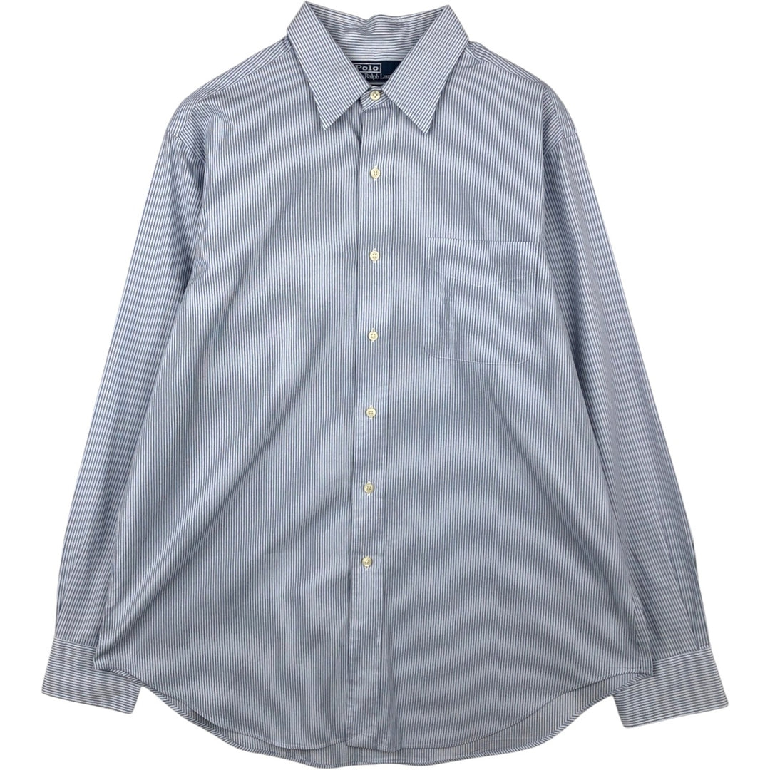 Ralph Lauren ANDREW Long-Sleeve Cotton Stripe Shirt, Men's Size XL (approx.) cotton Blue type light blue Vintage Second Hand