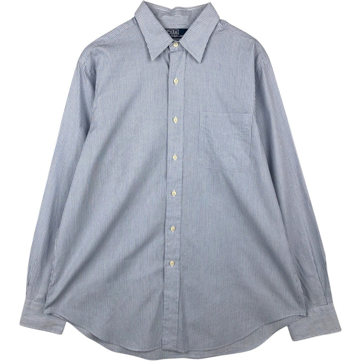 Ralph Lauren ANDREW Long-Sleeve Cotton Stripe Shirt, Men's Size XL (approx.) cotton Blue type light blue Vintage Second Hand