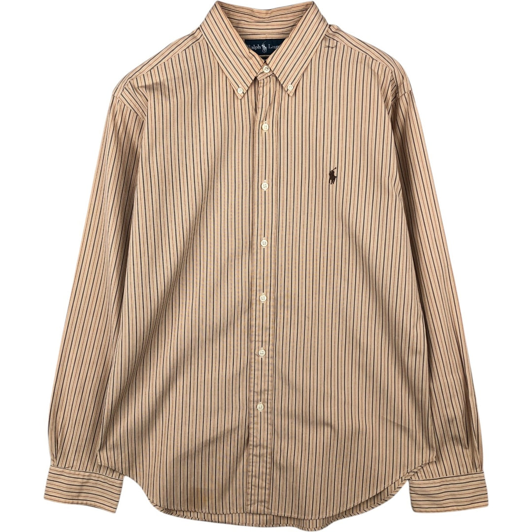Ralph Lauren Classic Fit Long Sleeve Button Down Striped Shirt, Men's Size L cotton Beige type Vintage Second Hand
