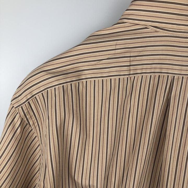 Ralph Lauren Classic Fit Long Sleeve Button Down Striped Shirt, Men's Size L cotton Beige type Vintage Second Hand