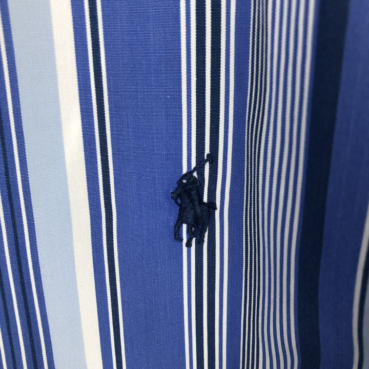 Ralph Lauren Custom Fit Multi-Stripe Long Sleeve Button-Down Striped Shirt, Men's XL cotton blue type Vintage Second Hand