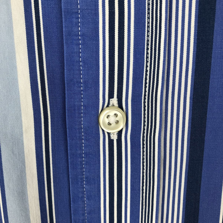 Ralph Lauren Custom Fit Multi-Stripe Long Sleeve Button-Down Striped Shirt, Men's XL cotton blue type Vintage Second Hand